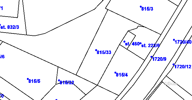Parcela st. 815/33 v KÚ Jablonecké Paseky, Katastrální mapa