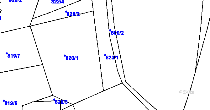 Parcela st. 823/1 v KÚ Jablonecké Paseky, Katastrální mapa