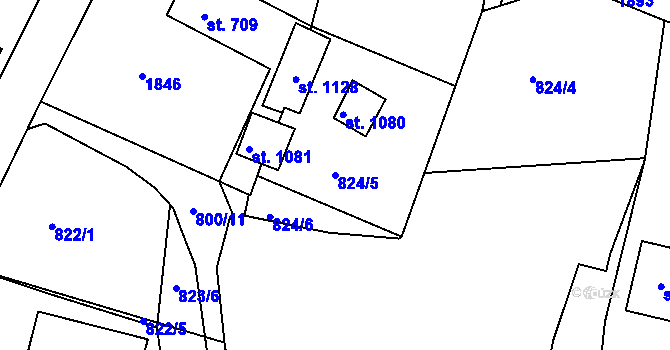 Parcela st. 824/5 v KÚ Jablonecké Paseky, Katastrální mapa