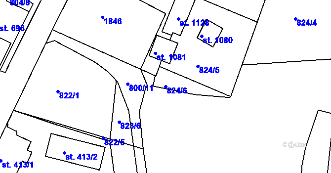 Parcela st. 824/6 v KÚ Jablonecké Paseky, Katastrální mapa