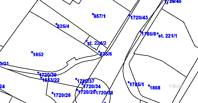 Parcela st. 825/6 v KÚ Jablonecké Paseky, Katastrální mapa