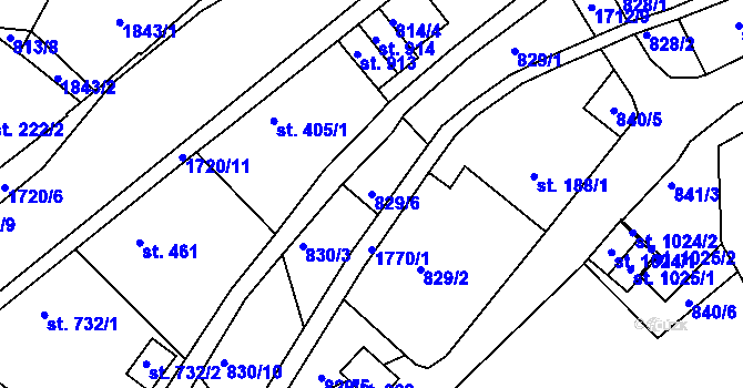 Parcela st. 829/6 v KÚ Jablonecké Paseky, Katastrální mapa