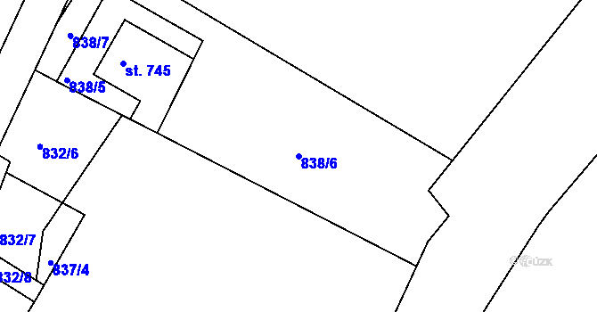 Parcela st. 838/6 v KÚ Jablonecké Paseky, Katastrální mapa