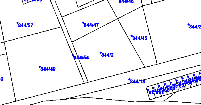 Parcela st. 844/2 v KÚ Jablonecké Paseky, Katastrální mapa