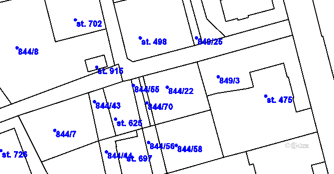 Parcela st. 844/22 v KÚ Jablonecké Paseky, Katastrální mapa