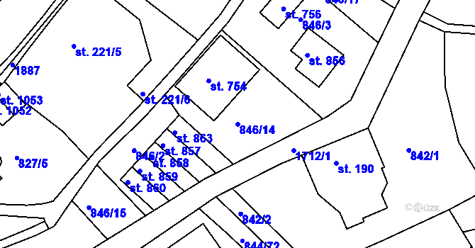 Parcela st. 846/14 v KÚ Jablonecké Paseky, Katastrální mapa