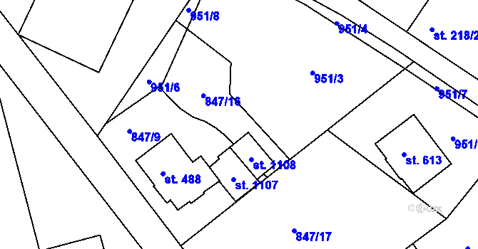 Parcela st. 847/16 v KÚ Jablonecké Paseky, Katastrální mapa