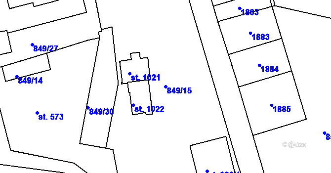 Parcela st. 849/15 v KÚ Jablonecké Paseky, Katastrální mapa