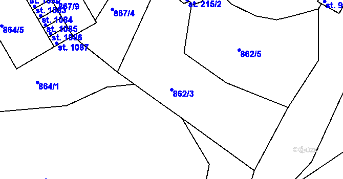 Parcela st. 862/3 v KÚ Jablonecké Paseky, Katastrální mapa