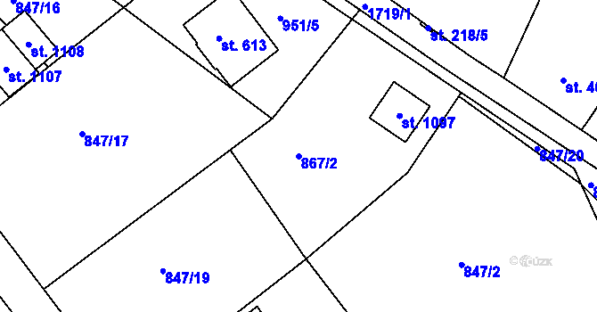 Parcela st. 867/2 v KÚ Jablonecké Paseky, Katastrální mapa