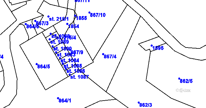 Parcela st. 867/4 v KÚ Jablonecké Paseky, Katastrální mapa