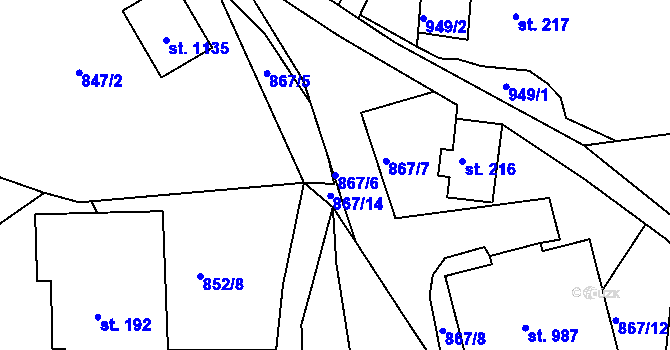 Parcela st. 867/6 v KÚ Jablonecké Paseky, Katastrální mapa