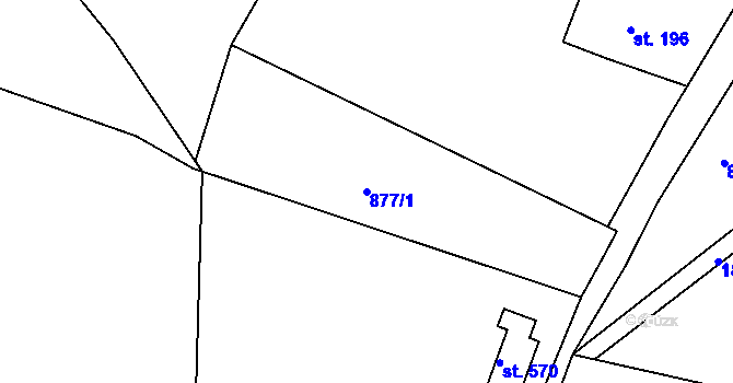 Parcela st. 877/1 v KÚ Jablonecké Paseky, Katastrální mapa