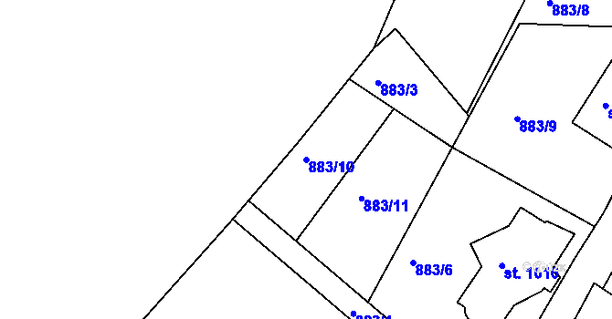 Parcela st. 883/10 v KÚ Jablonecké Paseky, Katastrální mapa