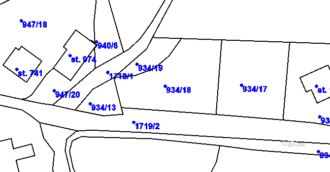 Parcela st. 934/18 v KÚ Jablonecké Paseky, Katastrální mapa