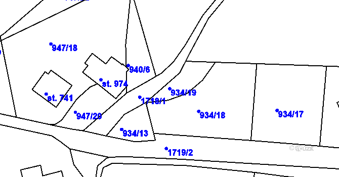 Parcela st. 934/19 v KÚ Jablonecké Paseky, Katastrální mapa