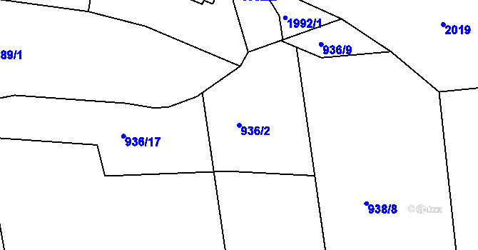 Parcela st. 936/2 v KÚ Jablonecké Paseky, Katastrální mapa