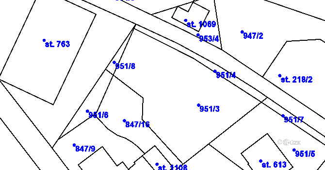 Parcela st. 951/3 v KÚ Jablonecké Paseky, Katastrální mapa
