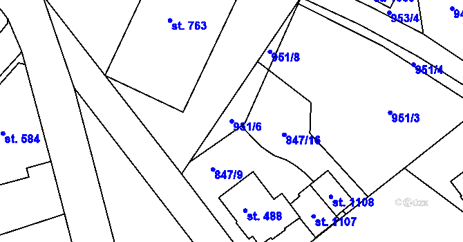 Parcela st. 951/6 v KÚ Jablonecké Paseky, Katastrální mapa