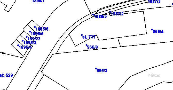 Parcela st. 966/8 v KÚ Jablonecké Paseky, Katastrální mapa