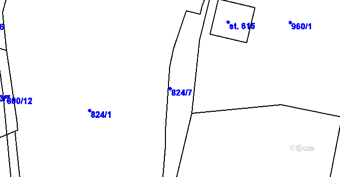 Parcela st. 824/7 v KÚ Jablonecké Paseky, Katastrální mapa