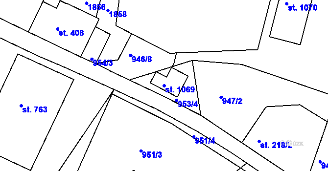 Parcela st. 1069 v KÚ Jablonecké Paseky, Katastrální mapa