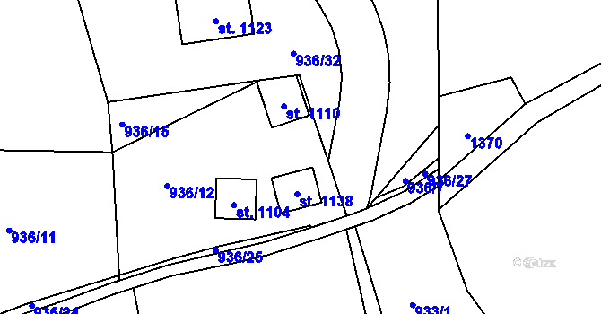 Parcela st. 936/29 v KÚ Jablonecké Paseky, Katastrální mapa