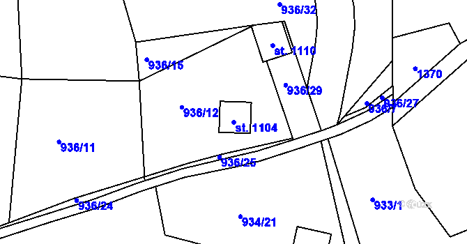 Parcela st. 1104 v KÚ Jablonecké Paseky, Katastrální mapa