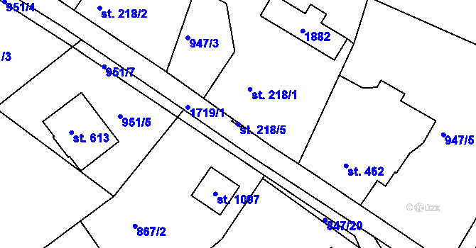 Parcela st. 218/5 v KÚ Jablonecké Paseky, Katastrální mapa