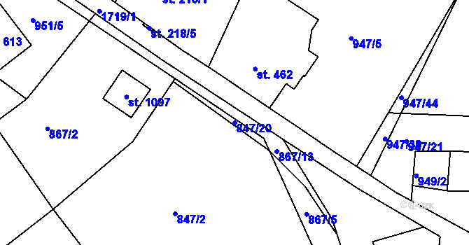 Parcela st. 847/20 v KÚ Jablonecké Paseky, Katastrální mapa