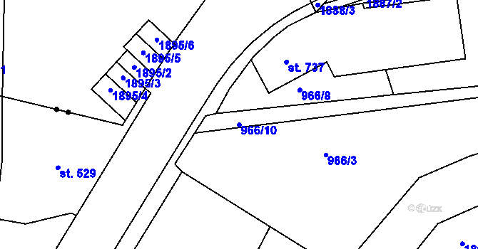 Parcela st. 966/10 v KÚ Jablonecké Paseky, Katastrální mapa