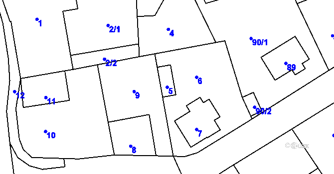 Parcela st. 5 v KÚ Vrkoslavice, Katastrální mapa