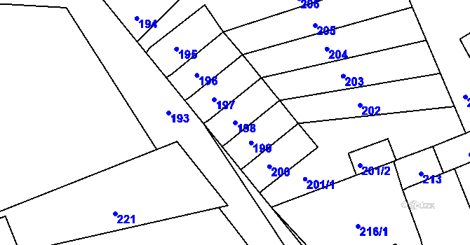 Parcela st. 198 v KÚ Vrkoslavice, Katastrální mapa