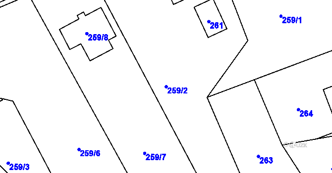 Parcela st. 259/2 v KÚ Vrkoslavice, Katastrální mapa