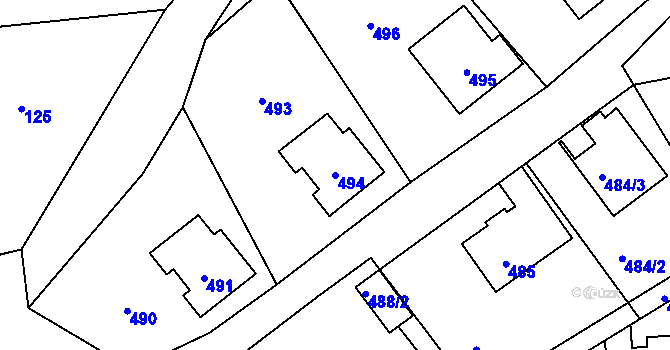 Parcela st. 494 v KÚ Vrkoslavice, Katastrální mapa