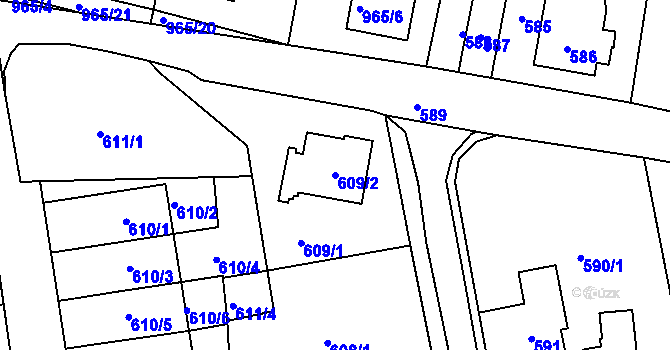 Parcela st. 609/2 v KÚ Vrkoslavice, Katastrální mapa