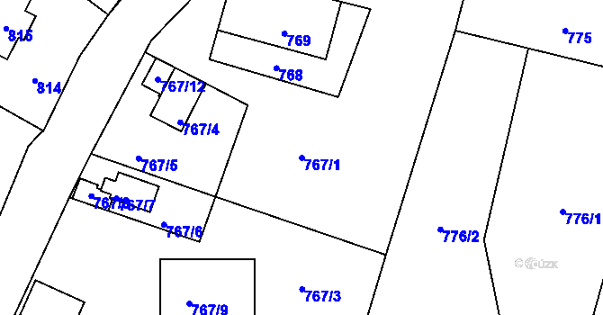 Parcela st. 767/1 v KÚ Vrkoslavice, Katastrální mapa