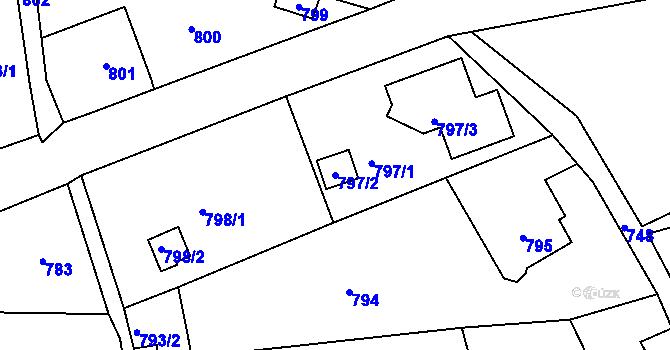 Parcela st. 797/2 v KÚ Vrkoslavice, Katastrální mapa