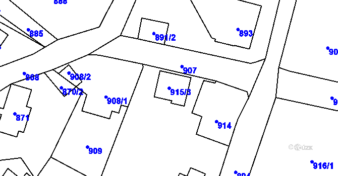 Parcela st. 915/3 v KÚ Vrkoslavice, Katastrální mapa