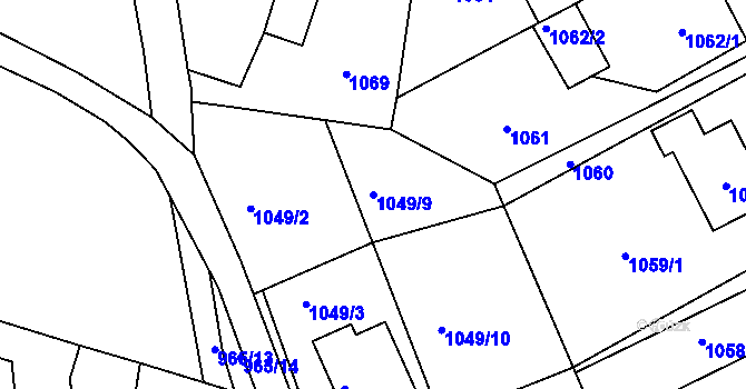 Parcela st. 1049/9 v KÚ Vrkoslavice, Katastrální mapa