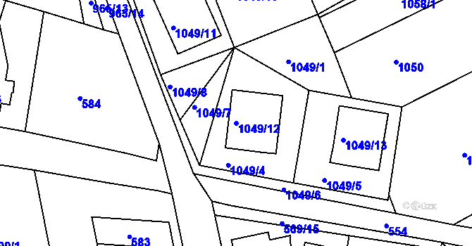 Parcela st. 1049/12 v KÚ Vrkoslavice, Katastrální mapa