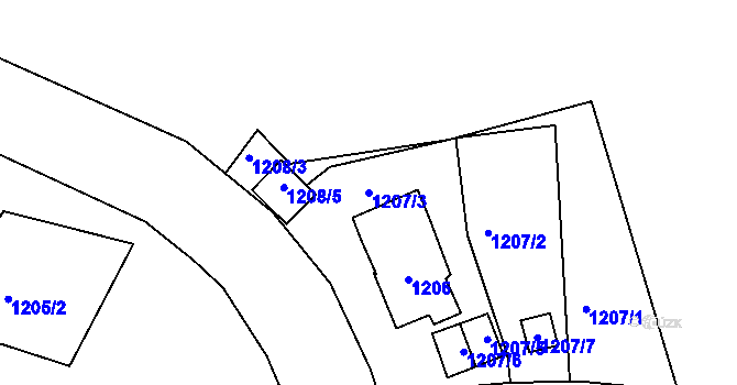 Parcela st. 1207/3 v KÚ Vrkoslavice, Katastrální mapa