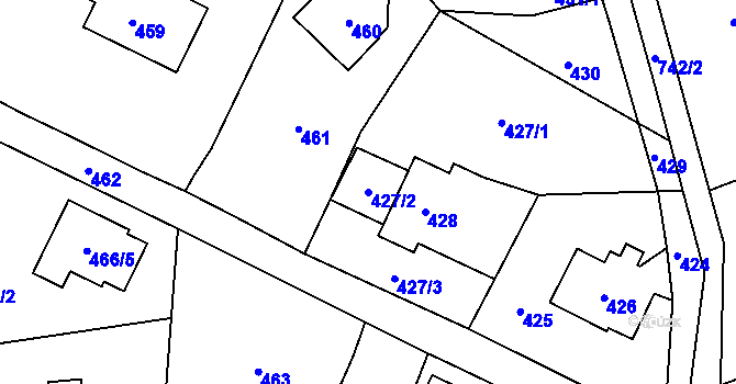 Parcela st. 427/2 v KÚ Vrkoslavice, Katastrální mapa