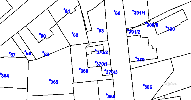 Parcela st. 370/2 v KÚ Vrkoslavice, Katastrální mapa