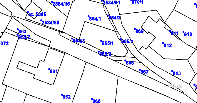 Parcela st. 865/3 v KÚ Vrkoslavice, Katastrální mapa