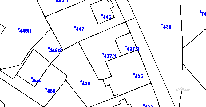 Parcela st. 437/1 v KÚ Vrkoslavice, Katastrální mapa