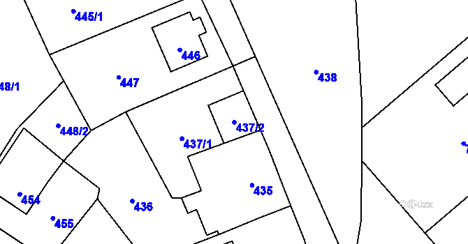 Parcela st. 437/2 v KÚ Vrkoslavice, Katastrální mapa