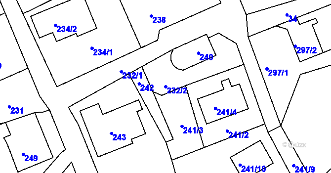 Parcela st. 232/2 v KÚ Vrkoslavice, Katastrální mapa
