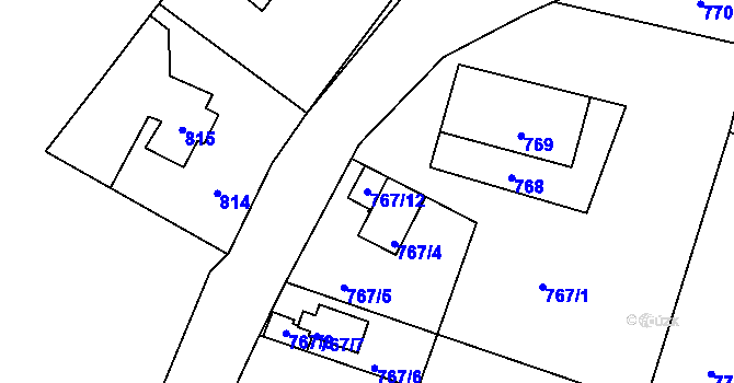 Parcela st. 767/12 v KÚ Vrkoslavice, Katastrální mapa
