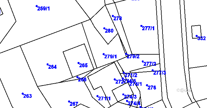 Parcela st. 279/1 v KÚ Vrkoslavice, Katastrální mapa